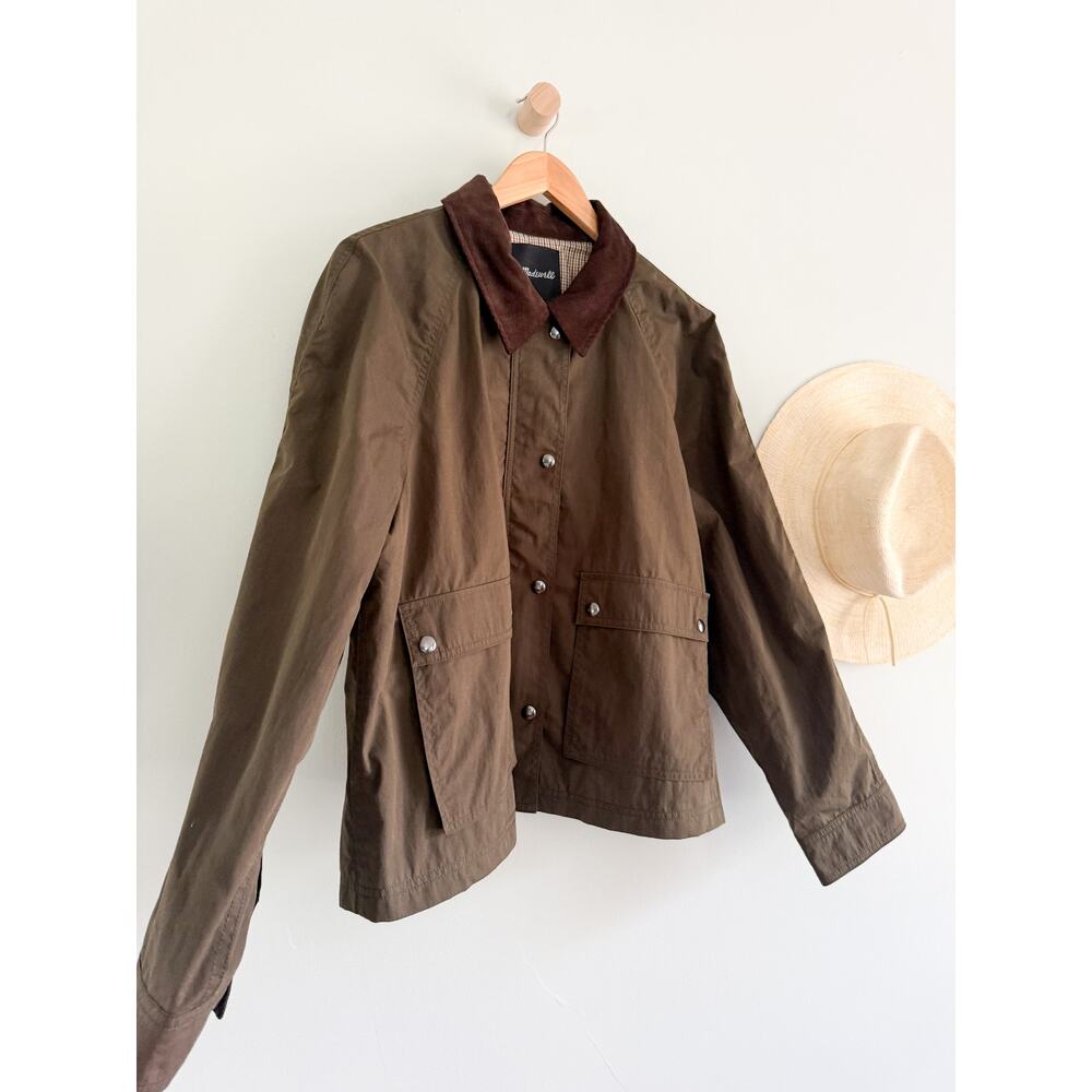 Madewell | NWT Waxed Zip Front Jacket in Trench Green | Sz XL - Picture 3 of 12